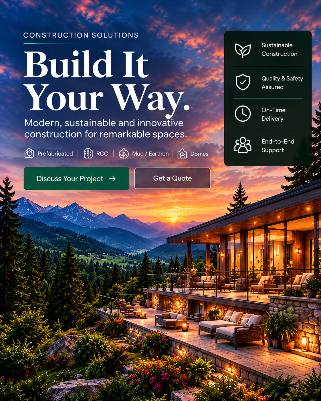 Construction build your dream mountain retreat